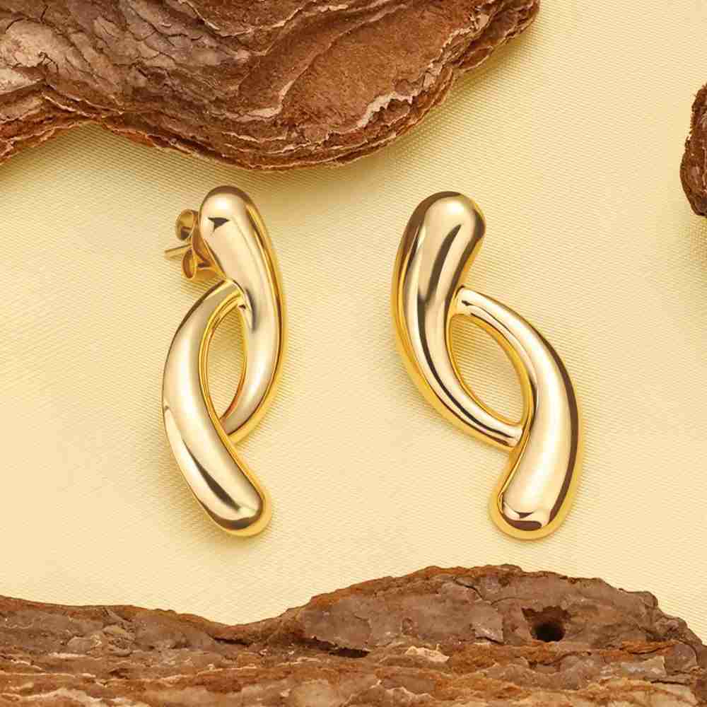 Fashion Minimalist Highlight Luxury 18k Gold Plated Geometric Bangles Tarnish Free Glossy Stainless Steel Bangle For Women Gifts