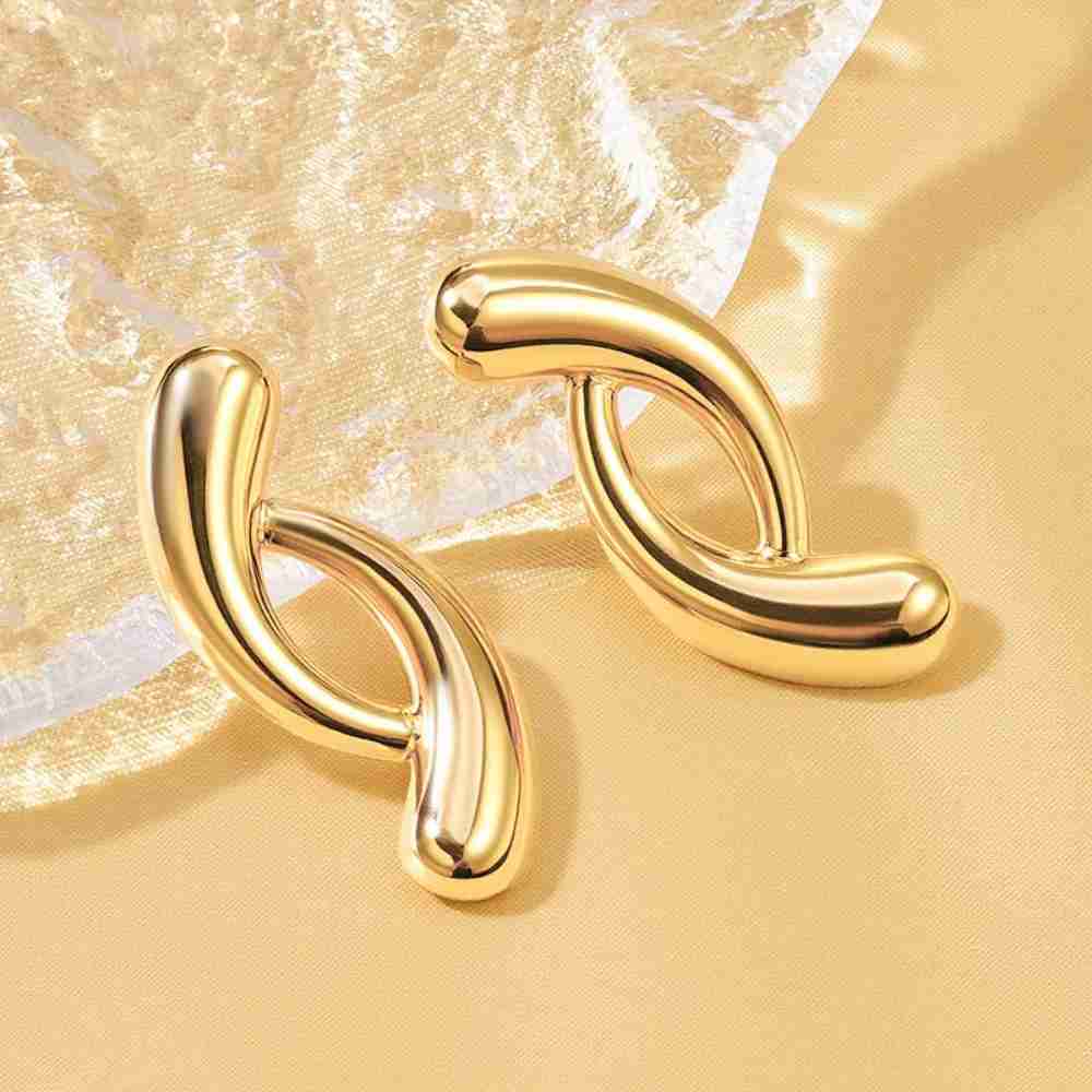 Fashion Minimalist Highlight Luxury 18k Gold Plated Geometric Bangles Tarnish Free Glossy Stainless Steel Bangle For Women Gifts